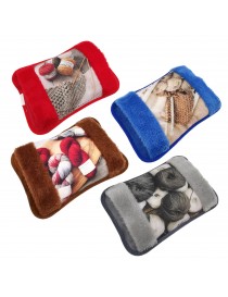 Borsa Acqua Calda Elettrica Scalda mani piedi Ricaricabile Scaldino peluche con tasca morbido con fantasia gomitoli