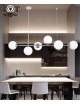 Lampadario a sospensione oro argento con 6 sfere bolle bianche in vetro attacco led G9