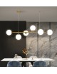 Lampadario a sospensione oro argento con 6 sfere bolle bianche in vetro attacco led G9