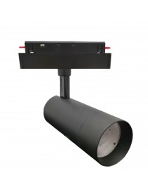 Faretto proiettore led 24W nero magnetico orientabile per binario monofase 48V direzionabile luce naturale