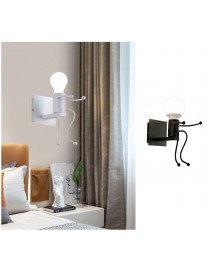 Applique da parete omino seduta bianco nero attacco E27 lampada particolare moderno per camera cameretta bambini