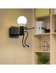 Applique da parete omino seduta bianco nero attacco E27 lampada particolare moderno per camera cameretta bambini