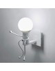 Applique da parete omino seduta bianco nero attacco E27 lampada particolare moderno per camera cameretta bambini