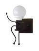 Applique da parete omino seduta bianco nero attacco E27 lampada particolare moderno per camera cameretta bambini
