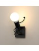Applique da parete omino uomo salta alzato bianco nero attacco E27 lampada particolare moderno per camera cameretta bambini