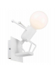 Applique da parete omino uomo salta alzato bianco nero attacco E27 lampada particolare moderno per camera cameretta bambini