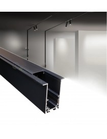Binario magnetico nero 2m 48V da incasso parete soffitto per faretti led con copertura