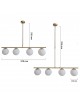 Lampadario a sospensione oro argento con 4 sfere bolle bianche in vetro attacco led G9