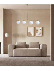 Lampadario a sospensione oro argento con 4 sfere bolle bianche in vetro attacco led G9