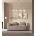 Lampadario a sospensione oro argento con 4 sfere bolle bianche in vetro attacco led G9