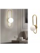 Applique da parete con sfera in vetro bianco ovale metallo Oro attacco G9 lampada design moderno minimal