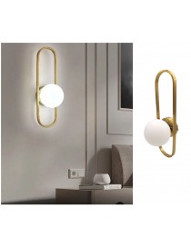 Applique da parete con sfera in vetro bianco ovale metallo Oro attacco G9 lampada design moderno minimal