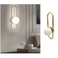 Applique da parete con sfera in vetro bianco ovale metallo Oro attacco G9 lampada design moderno minimal
