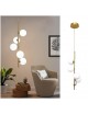 Lampadario sospeso verticale oro con sfere bolle bianche in vetro design moderno attacco G9 per camera soggiorno