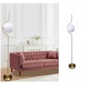 Lampada da terra Oro Argento con sfera in vetro bianco piantana design moderno per salotto camera
