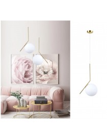 Lampadario sospeso oro con una sfera 20cm in vetro bianco design moderno minimal attacco G9