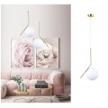 Lampadario sospeso oro con una sfera 20cm in vetro bianco design moderno minimal attacco G9
