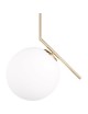 Lampadario sospeso oro con una sfera 20cm in vetro bianco design moderno minimal attacco G9