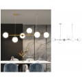 Lampadario a sospensione oro argento con 6 sfere bolle bianche in vetro attacco led G9