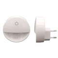 Lampada notturna con spina accensione touch punto luce led bianco tonda per camera bambini corridoio