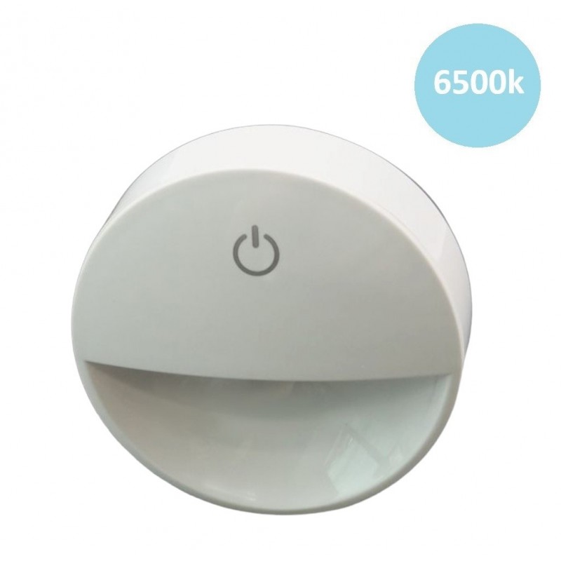 Lampada notturna con spina accensione touch punto luce led bianco tonda per camera bambini corridoio