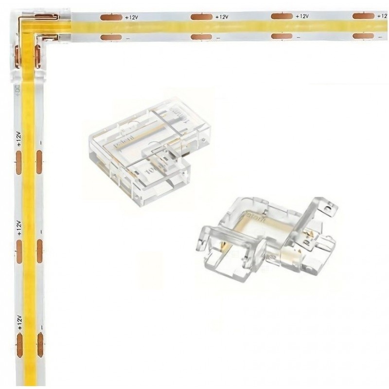 Connettore angolare a clip 10mm 2 pin per collegare strip led COB monocolore