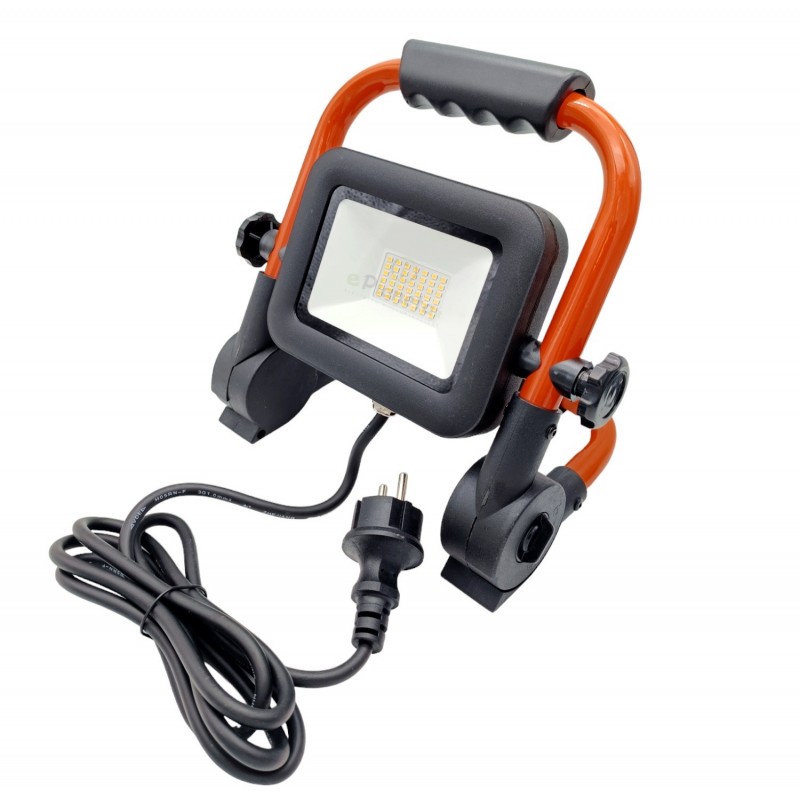 Faro proiettore portatile led 30W per lavoro cantiere da appoggio impermeabile IP65 con cavo spina