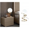 Lampada da tavolo comodino oro con sfera in vetro bianco design moderno lume dorato con cerchi