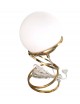Lampada da tavolo comodino oro con sfera in vetro bianco design moderno lume dorato con cerchi