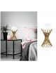 Lampada da tavolo comodino oro con sfera in vetro bianco design moderno lume dorato intrecciato
