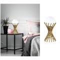 Lampada da tavolo comodino oro con sfera in vetro bianco design moderno lume dorato intrecciato