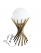 Lampada da tavolo comodino oro con sfera in vetro bianco design moderno lume dorato intrecciato