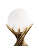 Lampada da tavolo comodino oro con sfera in vetro bianco design moderno lume dorato intrecciato