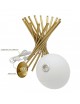 Lampada da tavolo comodino oro con sfera in vetro bianco design moderno lume dorato intrecciato