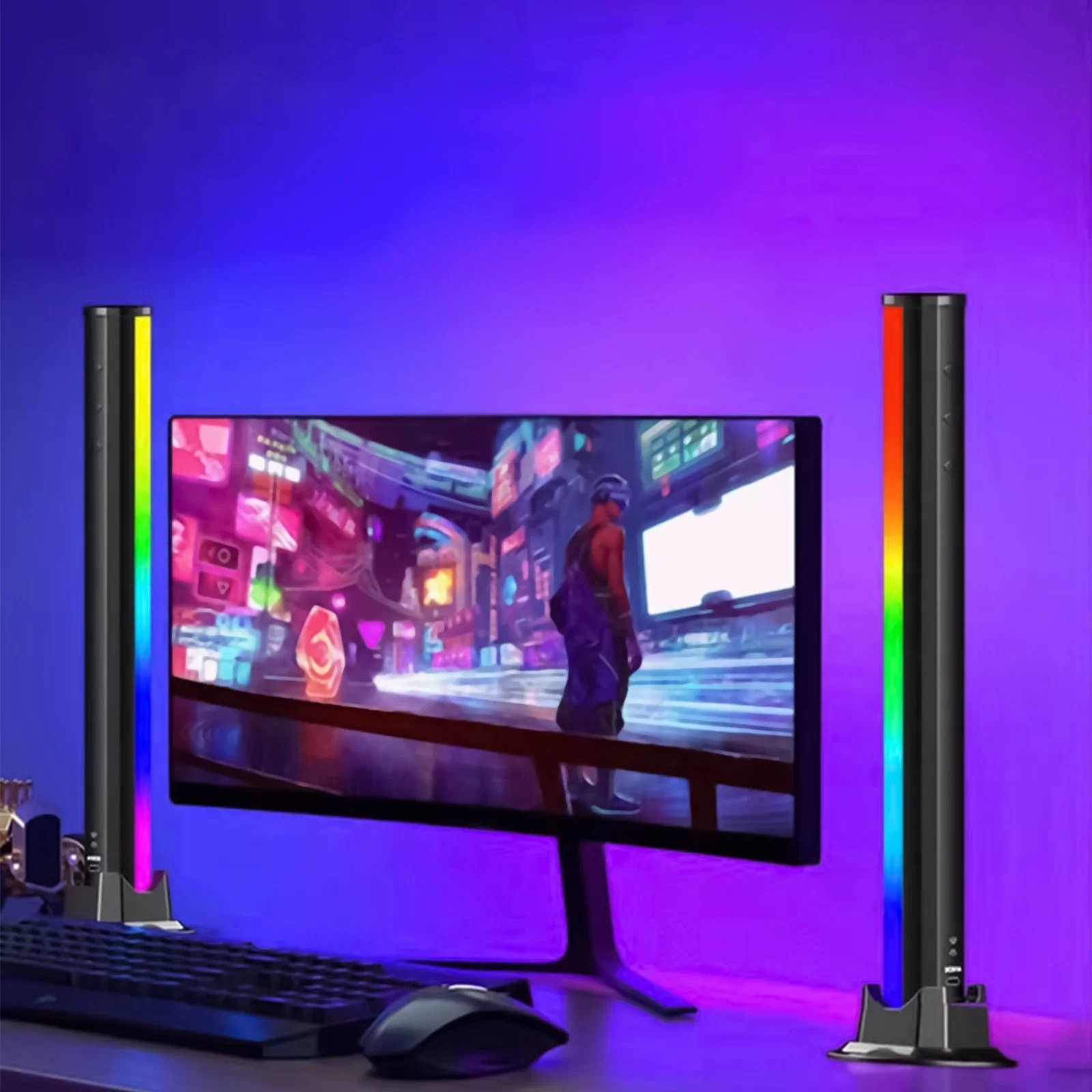 Light Bar Lampada RGB+W a ritmo di musica 32cm Arcobaleno con Telecomando  per PC, TV, gaming scrivania
