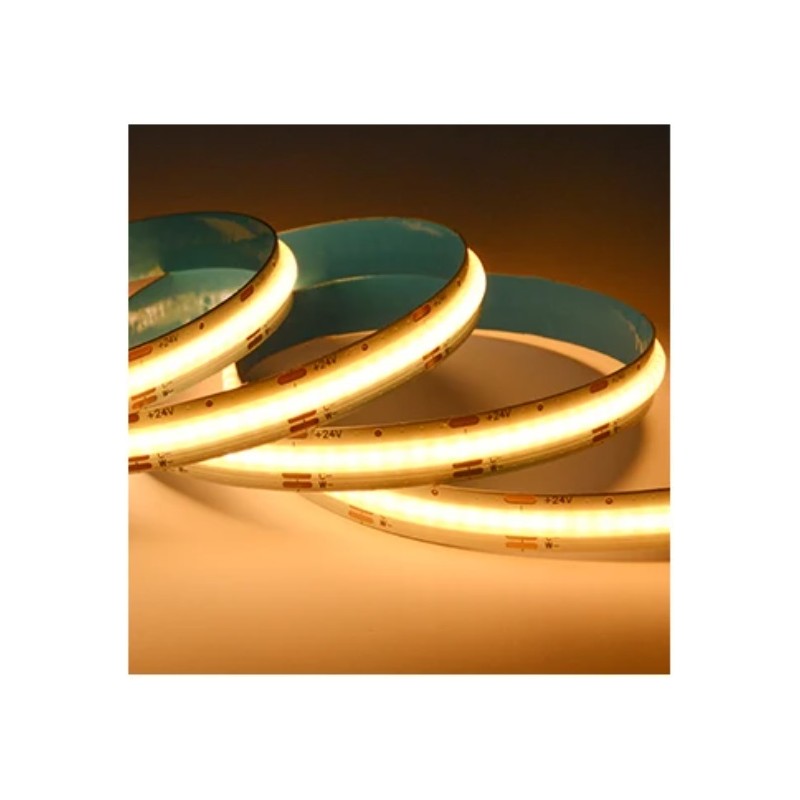 Striscia led cob 50 metri 24V 10W /m 8mm strip alta luminosità dimmerabile adesiva luce bianco caldo naturale