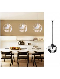 Lampadario a sospensione mappamondo E27 in metallo nero bianco sfera globo sospeso