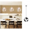 Lampadario a sospensione mappamondo E27 in metallo nero bianco sfera globo sospeso
