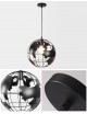 Lampadario a sospensione mappamondo E27 in metallo nero bianco sfera globo sospeso