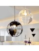 Lampadario a sospensione mappamondo E27 in metallo nero bianco sfera globo sospeso