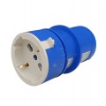 Adattatore da civile a industriale con spina CEE 2P + T 6h e presa schuko bipasso 10 16A IP40