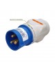 Adattatore da civile a industriale triplo spina CEE 6H + 2P + T 1 presa schuko 2 prese bipasso P17 230V