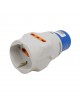 Adattatore da civile a industriale triplo spina CEE 6H + 2P + T 1 presa schuko 2 prese bipasso P17 230V