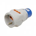 Adattatore da civile a industriale triplo spina CEE 6H + 2P + T 1 presa schuko 2 prese bipasso P17 230V