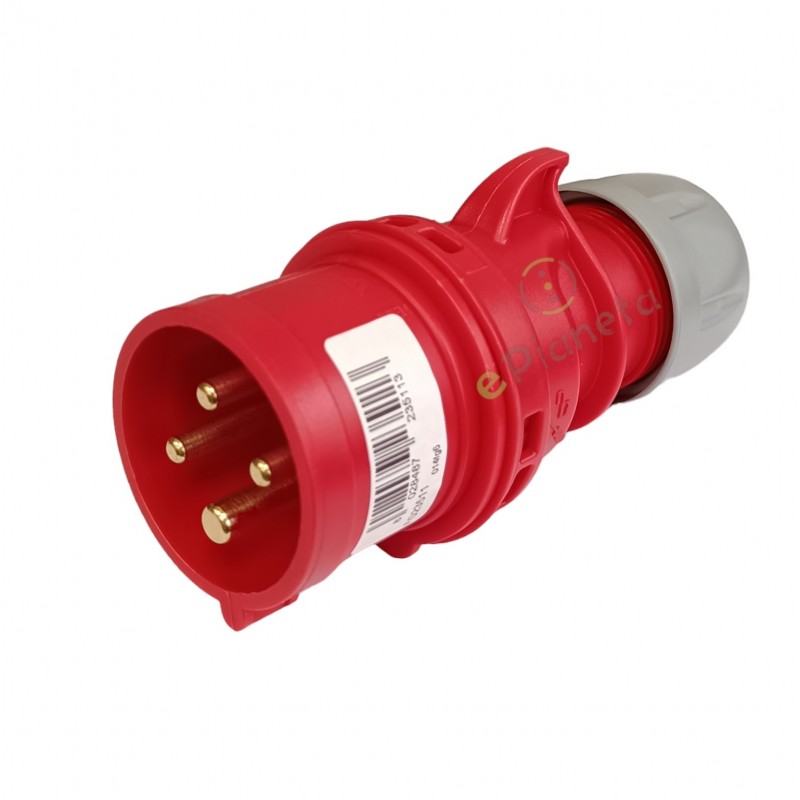 Spina industriale volante 400V CEE 6H 3P + T 16A IP44 per esterno impermeabile rosso