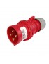 Spina industriale volante 400V CEE 6H 3P + T 16A IP44 per esterno impermeabile rosso