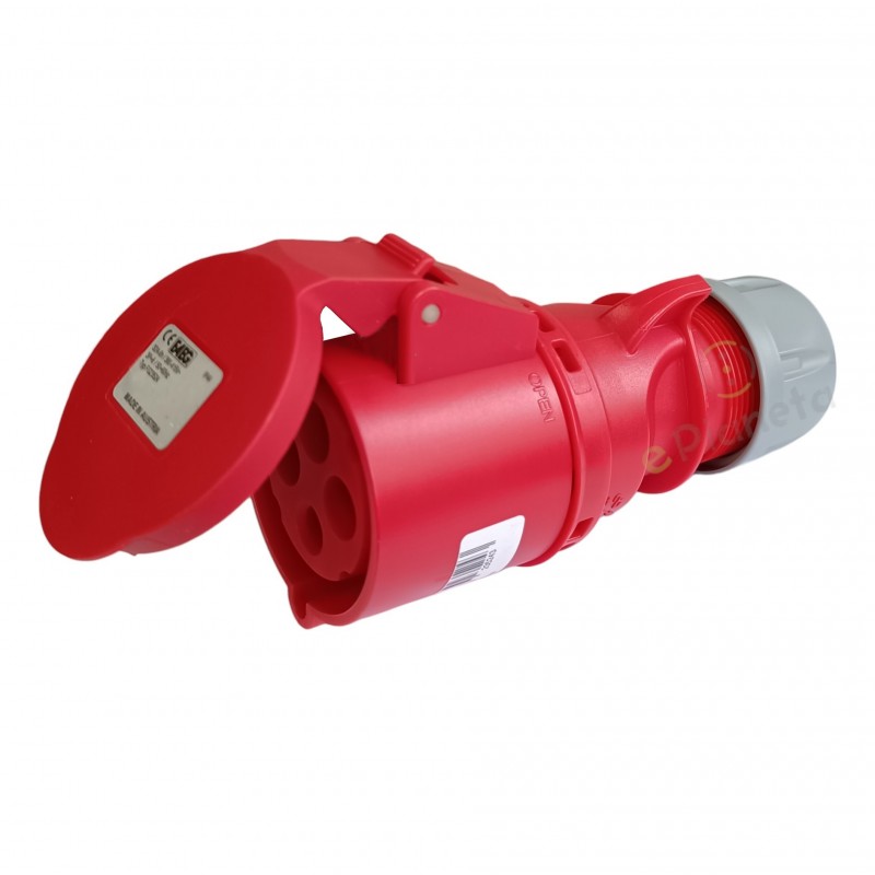 Presa industriale volante 400V CEE 6H 3P + T 32A IP44 per esterno impermeabile rosso
