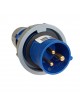 Spina industriale volante 230V CEE 6H 2P + T 16A IP67 per esterno impermeabile blu