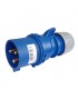 Spina industriale volante 230V CEE 6H 2P + T 32A IP44 per esterno impermeabile blu