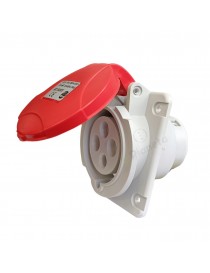Presa industriale CEE 3P + T 32A 400V IP44 da incasso inclinato 10° impermeabile esterno rosso